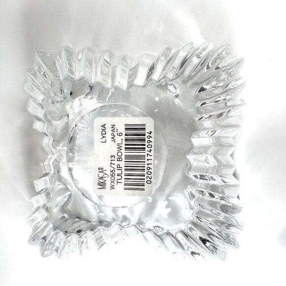 Mikasa Lydia Tulip Bowl 6" Ribbed Crystal Scalloped‎ Edge CandyDish marked Japan - Picture 5 of 8